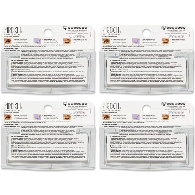 Ardell Natural Lashes 176 Black – Lightweight Natural Look False Eyelashes, Soft Volume Strip Lashes with Invisiband, 4 Pack