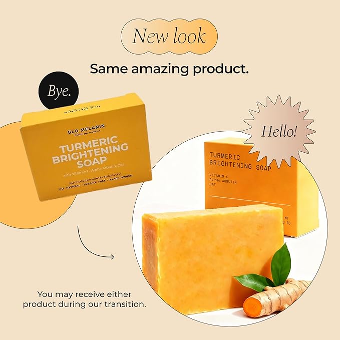 Glo Melanin Organic Turmeric Soap for Dark Spots, Soap for Face, All Natural Face Wash