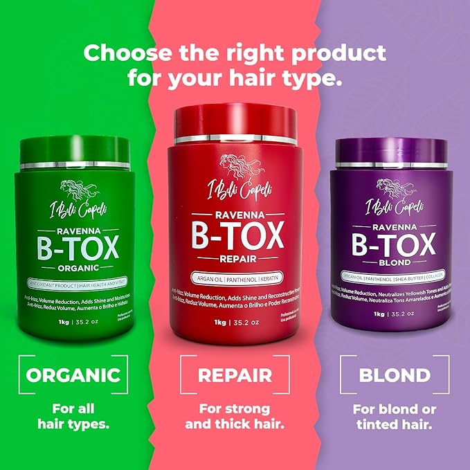 I Belli Capelli Ravenna Professional Keratin Hair B-tox -Cirugia Capilar para el Cabello, Smoothing, B-tox Hair Treatment, Celulas Madres Para el Cabello-Straightener System 3x1L 105.8oz