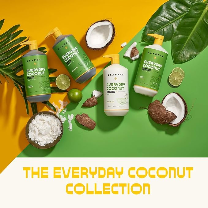 Alaffia Everyday Coconut Hydrating Body Lotion, Normal to Dry Skin, Moisturizing Coconut Oil is Support for Soft & Supple Skin, Purely Coconut, 2 Pack - 32 Fl Oz Ea