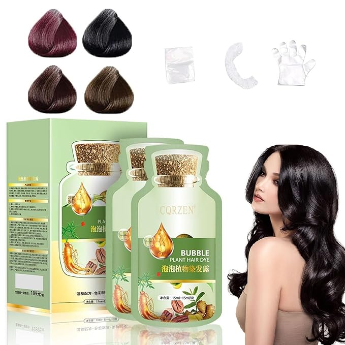 HUANG YI Bubble Plant Hair Dye Natural,New Botanical Bubble Hair Dye 15ml 15Packs/Box.(Natural Black)