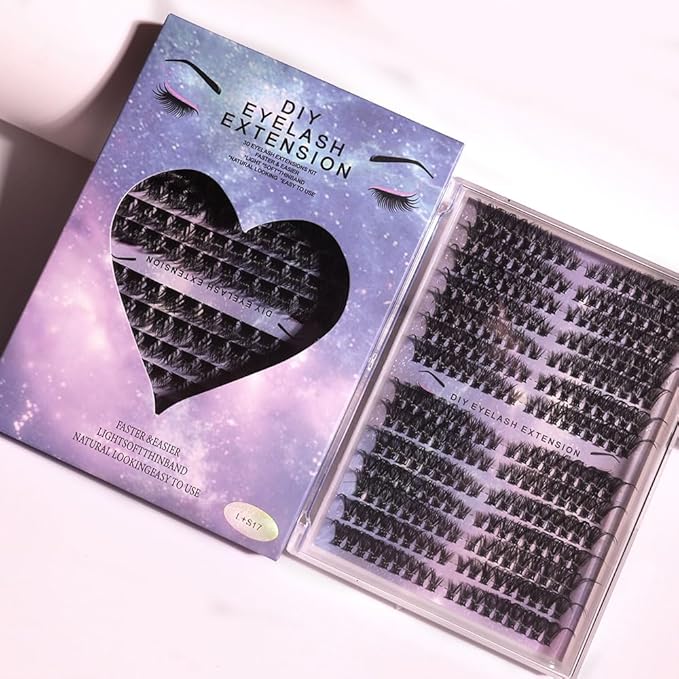 DIY Lash Clusters Kit Lash Extension Kit, 252pcs, 9-16mm, D Curl, Natural Volume Lash Extensions Wispy Eyelash Clusters Individual Lashes Kit Faux Mink Fiber, 2#Black