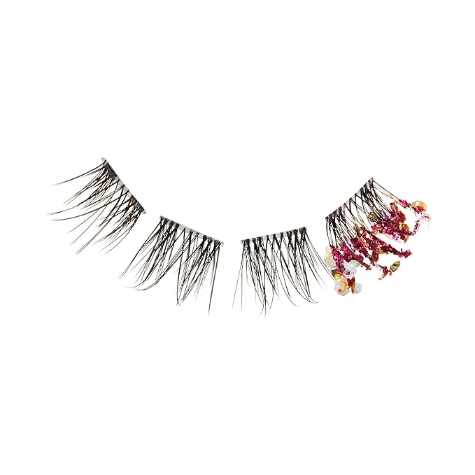 FALSCARA X WICKED: FOR GOOD False Eyelashes, ‘Wickedly Wonderful’, 8mm-10mm Natural Volume, Purple Glitter, Lash Extension Kit Includes Mini BOND, Mini Applicator, & 10 Lash Clusters