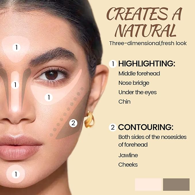 Noerrors 2-in-1 Shimmer Highlighter & Cool Toned liquid Contour Makeup Stick for Face Shaping, Long Wear Waterproof Blendable Lightweight Grey Cream Bronzer & Highlight for Pale Fair Light Olive Skin