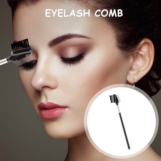 Metal Eyelash Comb Separator Eye Brow Brush Comb Resuable Double-Sided Eyebrow Brush Eye Brow Makeup Brushes Eyes Lash Combs for Eyelashes Extension (Nylon)