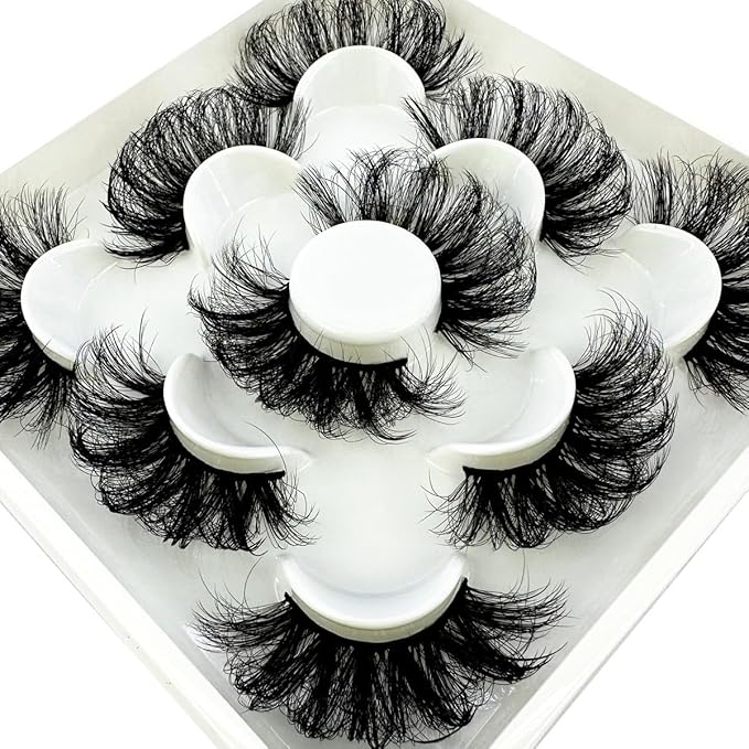 HBZGTLAD new 5 Pairs 25 mm 3d Mink Lashes Bulk Faux with Custom Natural Mink Lashes Pack Short Wholesales Natural False Eyelashes (XM555)