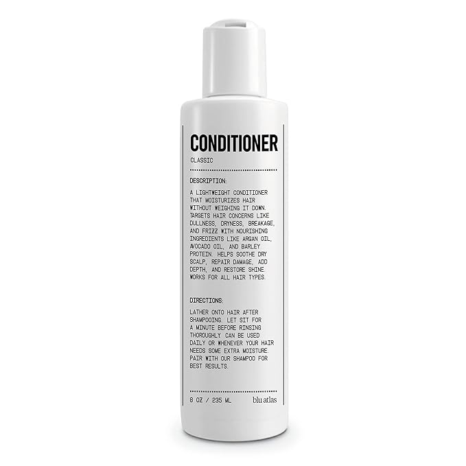 Blu Atlas Men's Natural Conditioner – Organic, Sulfate-Free, Paraben-Free – Deep Moisturizing & Scalp Soothing – Classic Scent (Bergamot, Sage, Patchouli) – Made in America – 8 oz