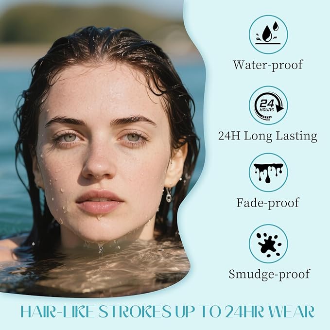 Eyebrow Pencil, Eyebrow Pen, Faux Brow Filling with 4-Fork-Tip Create Natural Hair-Like Brows Last All Day Makeup Brow Stylist Definer Waterproof Fills in Sparse Areas and Gaps (smoky gray)