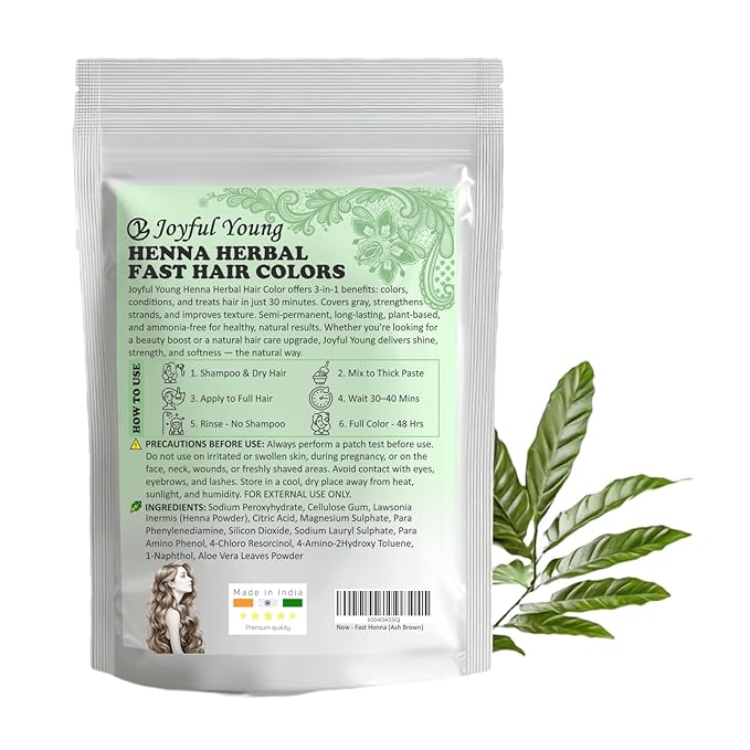 3IN1 Henna Hair Color - 30 Min Fast Herbal Hair Dye for Gray Coverage, Conditioning & Hair Treatment - No Ammonia, Semi-Permanent, Plant-Based (ASH BROWN)