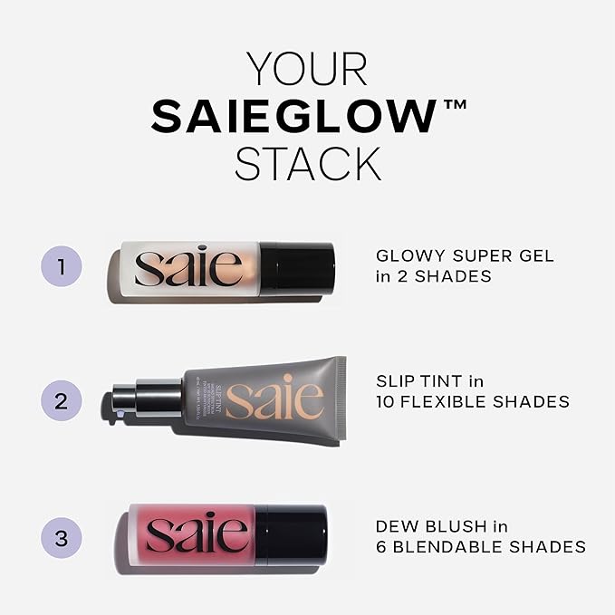 Saie Dew Liquid Blush for Cheeks - Hydrating Cream Blush Stick with a Blendable + Buildable Formula - Skincare Infused Dewy Cheek Tint for a Natural Flush - Glowy Makeup Essential - Cutie (.40 oz)