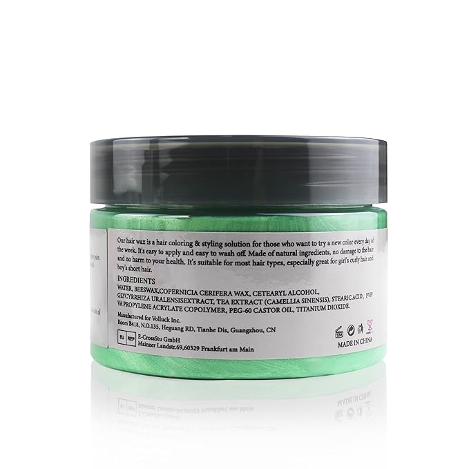 Green Temporary Hair Dye Wax Natural Instant Hair Color Wax Pomades 4.23 oz, Hair Styling Clay for Party, Cosplay, Halloween, Christmas