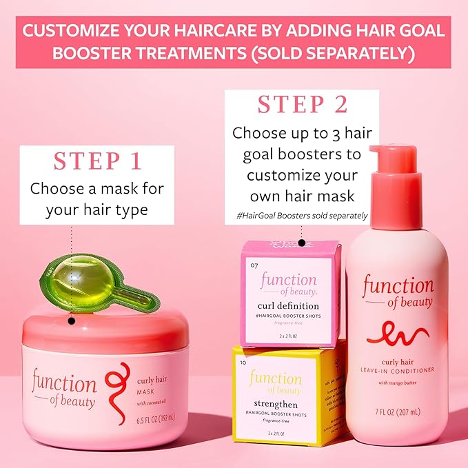 FUNCTION OF BEAUTY Hair Mask for Curly Hair, 6.5 oz - Deep Conditioning Formula With Coconut Oil and Shea Butter for Smooth, Hydrated, Healthier Looking Curls