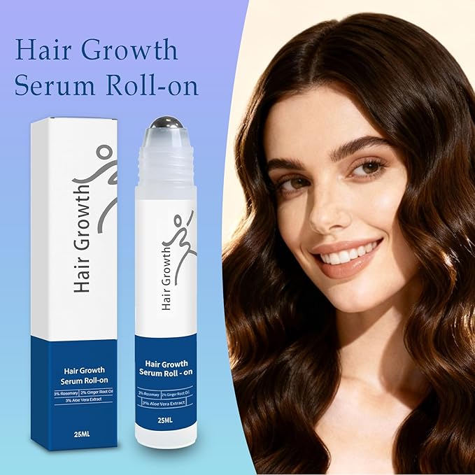 Rosemary Hair Growth Serum Roll On with 3% Rosemary,2% Ginger oil,3% Aloe Vera Extract, Stronger Root,stimulate follicle,Hair Thicker,Hair Loss Treatment.Advanced Hair Regrowth,0.85 Fl Oz pcs