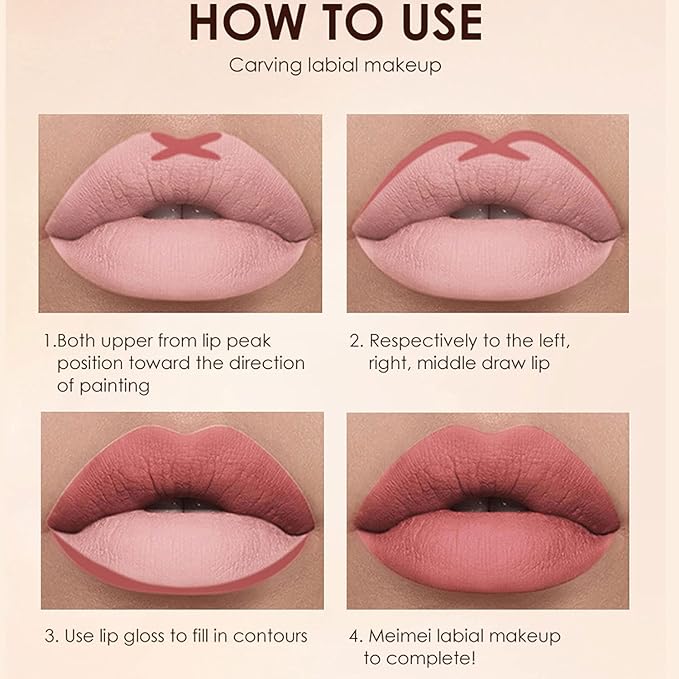 BestLand 6Pcs Matte Liquid Lipstick and Lip Liner Set, Non-Stick Cup Not Fade Waterproof 24 Hour Lip Gloss Nude Brown Lip Liner Pencil for Women, labiales mate 24 horas originales (Set B)