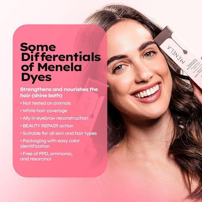 Menela Eyebrow Tint Kit β Professional Brow Color with Jojoba Oil β Includes Oxidizing Cream, Dual-Ended Brush & Mixing Glass β Vegan, Ammonia-Free, Sensitive Skin Safe β 20 ml (Brown)