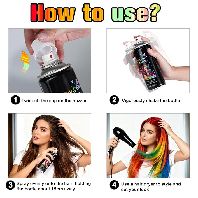 Temporary Hair Spray Color for Kids Women - One-Time Use Green Hair Spray, Vegan and Cruelty-Free Semi-Permanent Hair Color Dye (4.02Oz, Blue)