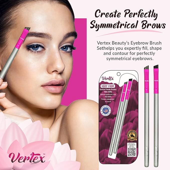Firm Eyebrow Brush Kit For Makeup Pomade Tint Stencil Color Waterproof Applicator 2 Pc Angled Eye Brow Lamination Kit To Contour Conceal Brows With Razor Thin Hair Strokes Filling Winged Eyeliner