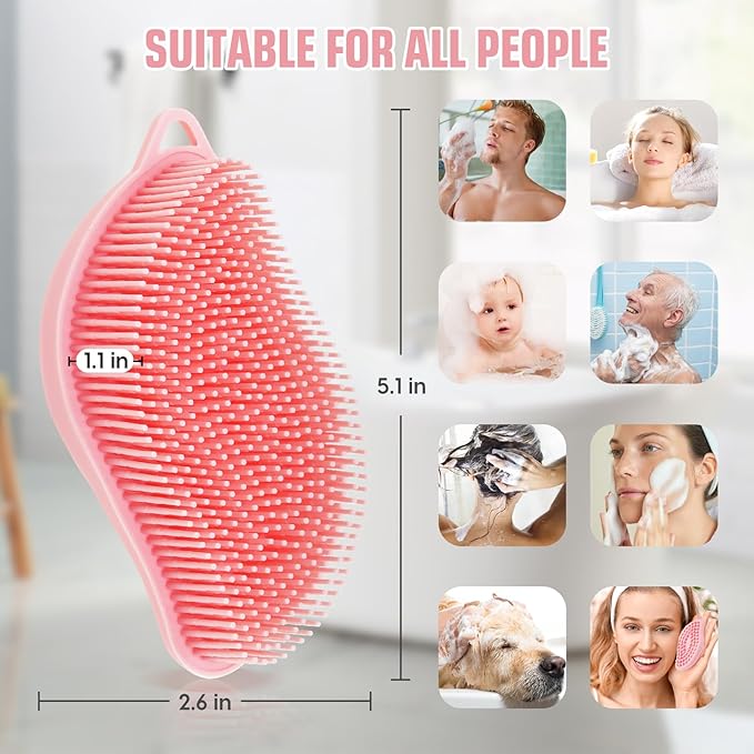 Silicone Loofah for Women - Exfoliating Body Scrubber, Soft Dual-Sided Silicone loofa for Body Clean and Massage, Gentle Bath Brush Lathers Well for All Kinds of Skin