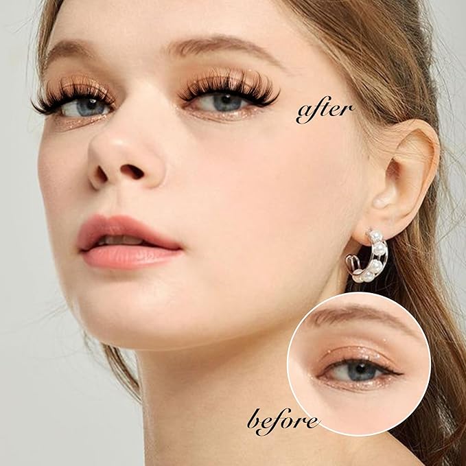 Brown Lashes Wispy Cat Eye Lashes Brown Eyelashes Clear Band CD-Curly False Eyelashes 7 Pairs Fake Eyelashes 11-18mm Full Strip Lashes by Ruairie