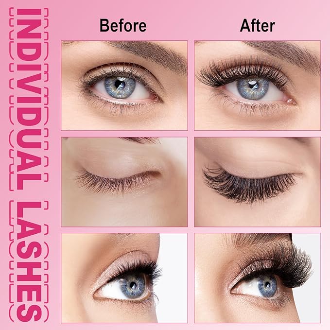 Lash CIusters 320Pcs Individual Lashes 3D Wispy Cluster Lashes Natural Look Eyelash Clusters Faux Mink Wispy Lashes 40D+50D-C Mixed DIY Lash Extension (3D Wispy-40D+50D-C,8-16mix)