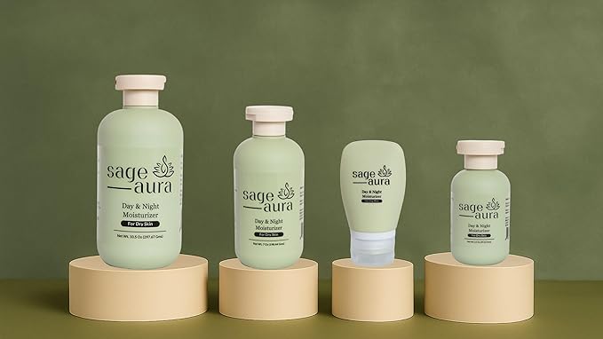 Sage Aura Day & Night Moisturizer | 7 Oz Pack | Premium Ingredients | Fast Absorbing | Nourishes & Hydrates Dry & Dull Skin