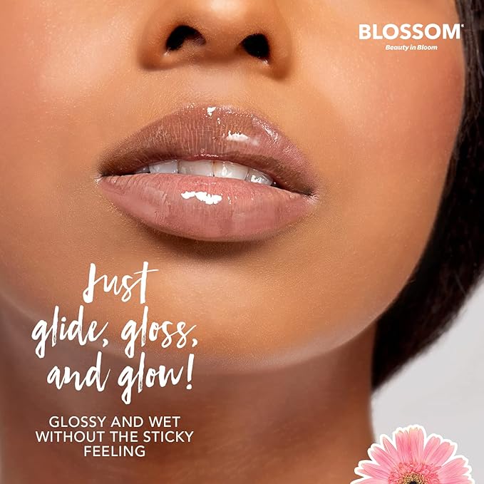 Blossom Scented Moisturizing Lip Gloss Tubes, Infused with Real Flowers, 0.9 fl. oz/27ml, 3 pack Full Size Gift Set, Strawberry/Raspberry/Mango