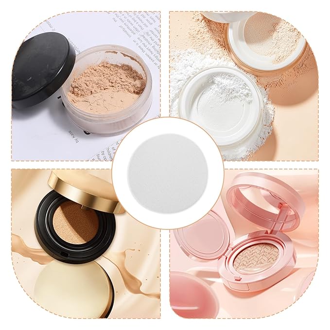 5 PCS Flat Makeup Sponges for Foundation, White Cushion Foundation Puff, Round Beauty Blender Sponge Powder Puff for Professional Makeup