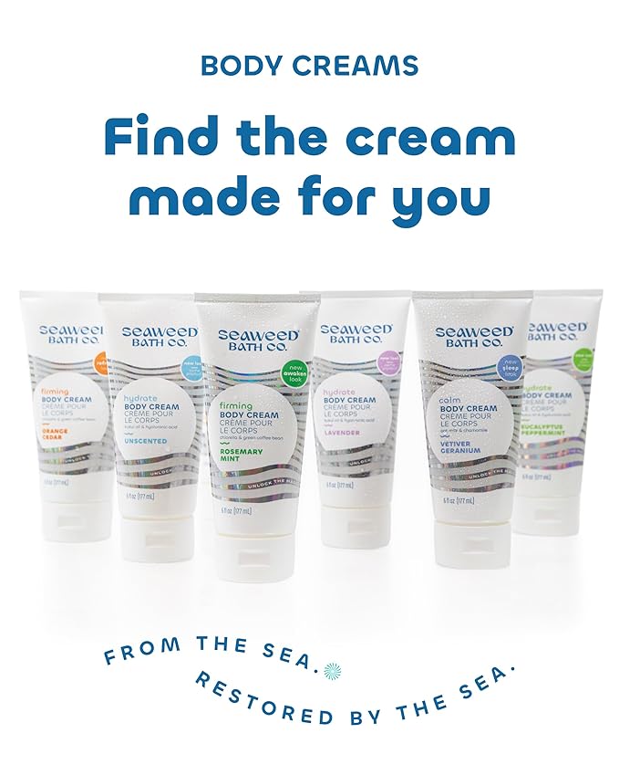 Seaweed Bath Co. Energize Body Cream - Grapefruit Orange | Hand and Body Lotion with Vitamin C, Hyaluronic Acid and Shea Butter | Invigorating Moisturizer For Dry Skin | 6 oz