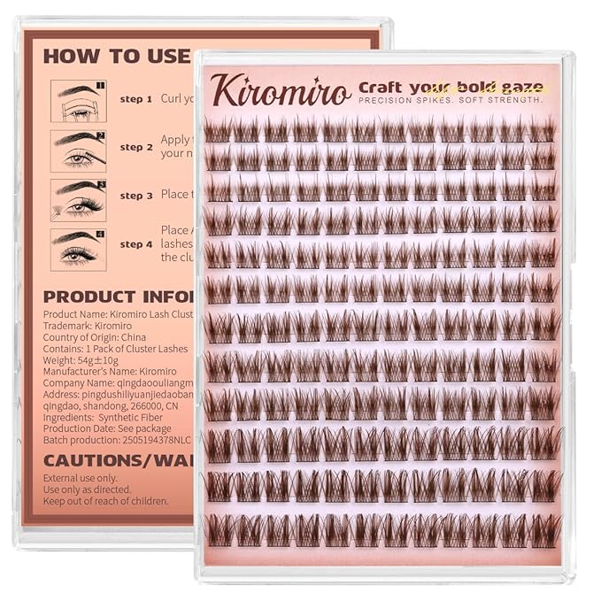 Brown Lash Clusters Wispy Eyelash Clusters 10-16mm Cluster Eyelash Extensions DIY Natural Lash Clusters with Spikes Individual Lash Extension 144pcs Cluster Lashes by Kiromiro