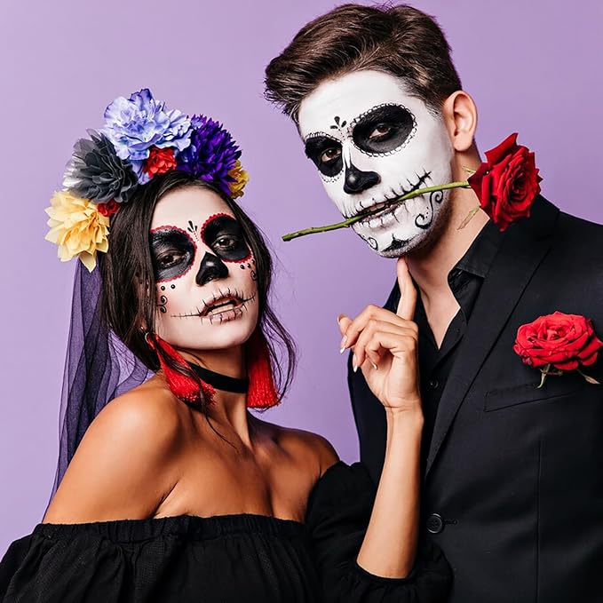 Mysense Clown Makeup Kit,Black White Red Face Body Hair Paint Stick,Water Based Temporary Hair Color,Non-toxic Cream Facepaint for Adults and Children Halloween SFX Zombie Vampire Skeleton Cosplay