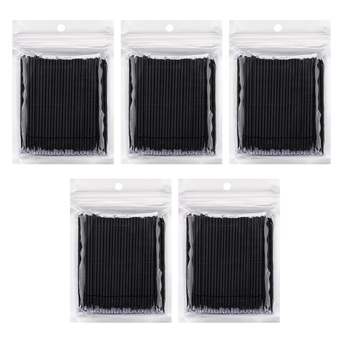 Tbestmax 500 Pcs Disposable Micro Applicator Brush Micro Swabs, Eye Lashes Mascara Wands for Eyelash Extension Black