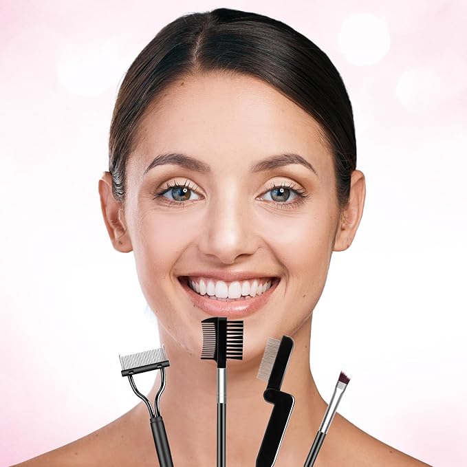 4PCS Eyelash Comb Eyebrow Brush Lash Separator and Brow Spoolie, Spooly for Eyebrows, Mascara Separator Tool, Eye Makeup Tools