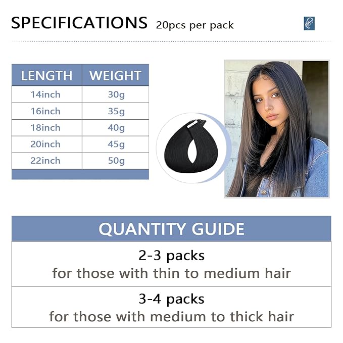 COOKAYU Invisible Tape in Hair Extensions, 14 Inch 30g 20pcs Jet Black Seamless Straight Invisible Extensions Human Hair Invisi Edge Tape ins