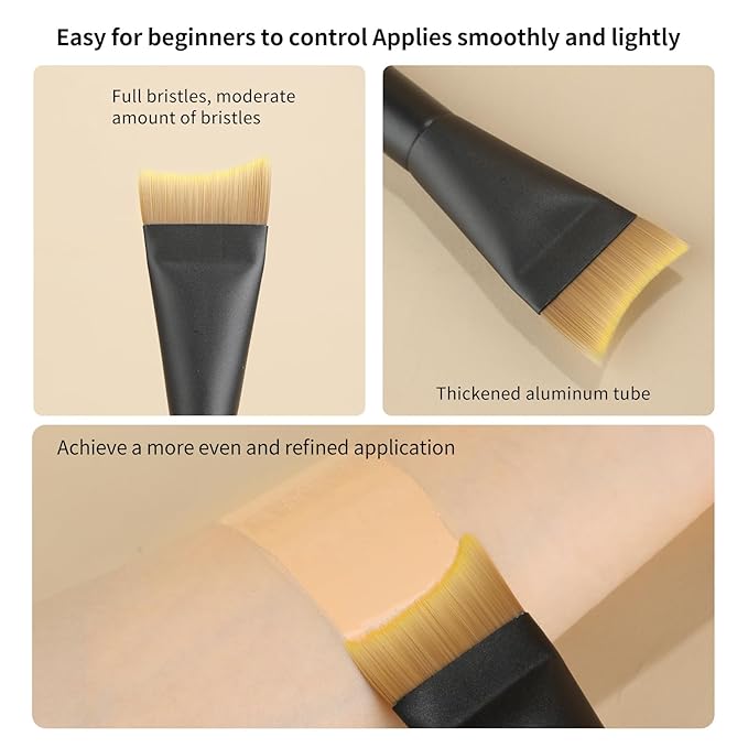 MSQ Foundation Brush, Angled Makeup Brush Ultra Thin Facial Brush Face Mask Brushes for Liquid Foundation, Blending Cream,Mask, Mud, Clay, Charcoal Mixed Mask, DIY
