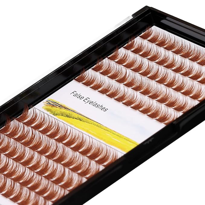 Bodermincer 120 Clusters D Curl Light Brown 10mm+12mm/12mm+14mm Mixed Wide Cluster False Eyelash Individual Cluster EyeLashes False Eyelashes Eyelash Extension (Light Brown 12+14mm Mixed)