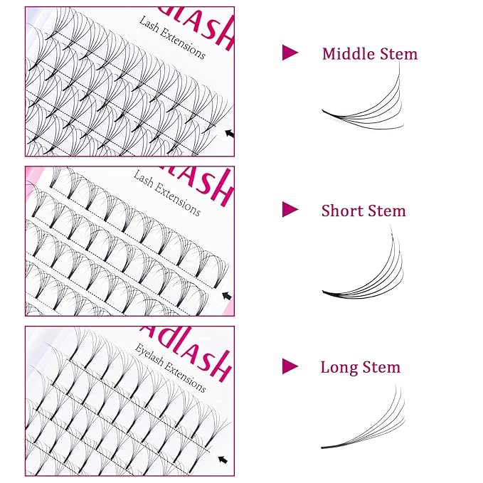 Eyelash Extension Premade Fans C Curl Short Stem Pre Fan Eyelashes Volume Lash Extensions Pre Made Volume Lashes (5D-0.10C, 8-14mm)