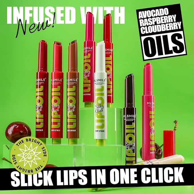 3 Colors Fat Lip Oil Click Slick,Press Lipstick Set, moisturizing and nourishing long-lasting lipstick, non-sticky high-pigment glossy lip oil, lightweight and shiny coconut oil lip plumper (Set-C)