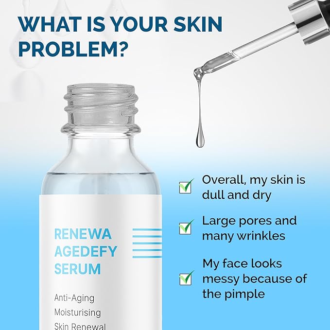 Renewa AgeDefy Niacinamide 5% Serum | Lightweight Hydrating Face Serum with Hyaluronic Acid and Antioxidants | Brightening, Smoothing and Skin-Barrier Support for Radiant-Looking Skin 17mL
