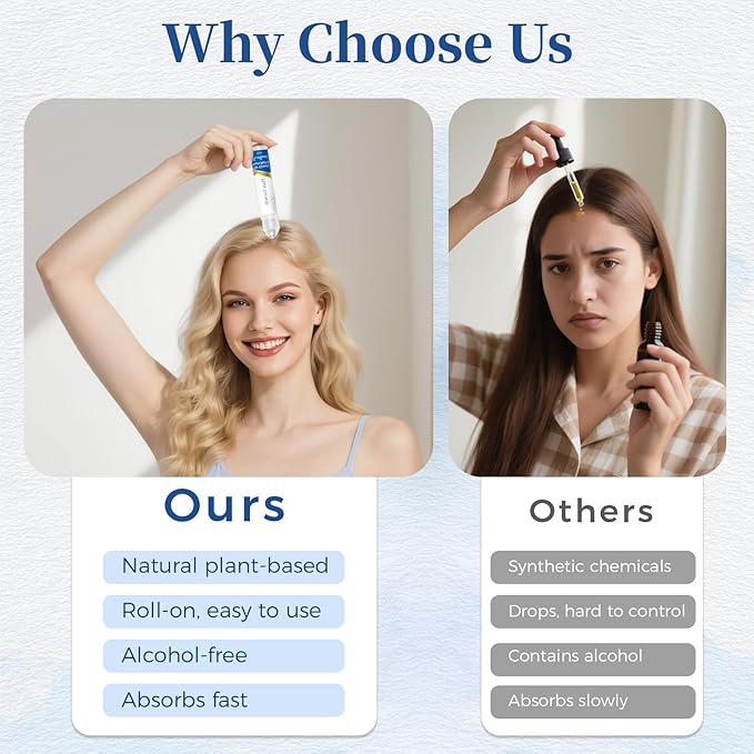 Hair Growth Serum Roll On 0.84Oz/25ml with Saw Palmetto, Rosemary & Pea Extract,Helps Support Thicker, Fuller Hair Appearance, Non-Greasy Hair Loss Support for Men & Women (1pcs)