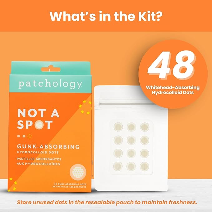 Patchology Not A Spot Hydrocolloid Pimple Patches – 48 Clear Acne Stickers for Face and Body – Skin-Friendly Spot Treatment for Whiteheads, Blemishes, and Breakouts – Invisible and Travel-Friendly