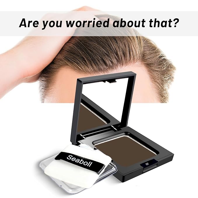 Instant Hairline Powder-0.42oz Root Touch Up Hair Color for Gray Hair Coverage, Scalp Concealer Shadow Powder Hair Fillers for Thinning Hair Bald Spot Cover Up, Beard Filler, Women & Men-Black