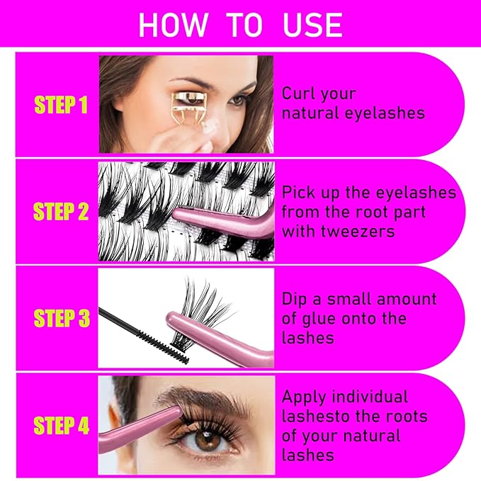 Lash Extension Kit DIY 240pcs Lash Clusters Eyelash Extension Kit, 12-18mm 30D 40D Individual Lashes Kit with Lash Bond and Seal, Lash Tweezers for Self Use (30D&40D, 0.07D, 12-18mm, Kit)