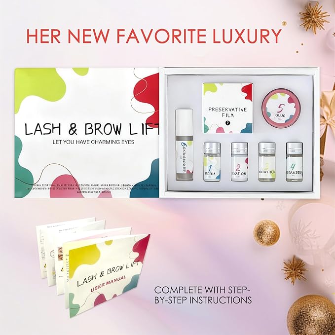 Upgraded Eyelash Lift & Brow Lamination Full Kit | Protective Barrier Formula to Shield Lash Perm Kit Safe Effective Salon Results Home DIY