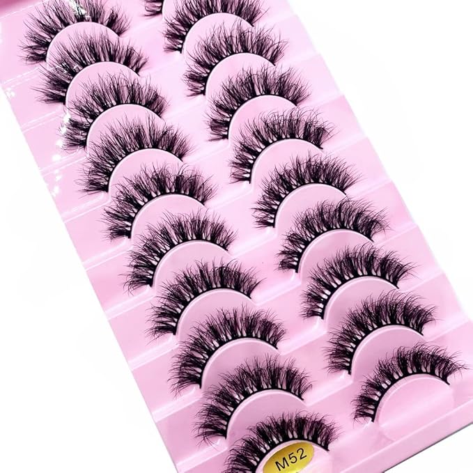 HBZGTLAD New 10 Pairs 3D Mink Lashes False Eyelashes Handmade Wispy Fluffy Long Lashes Natural Eye Makeup Tools Eye Lashes(M52)