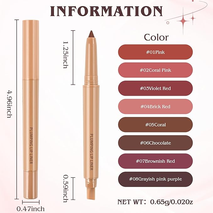 Matte Lip Liner, Plump Lipliner Pencil Crayon,Creamy Matte Finish with Silicone Smudger For Women, High-Pigment Smooth Formula for Sculpting &Contours Lip,Longwear,Lips Makeup,Cruelty-Free 05#Coral