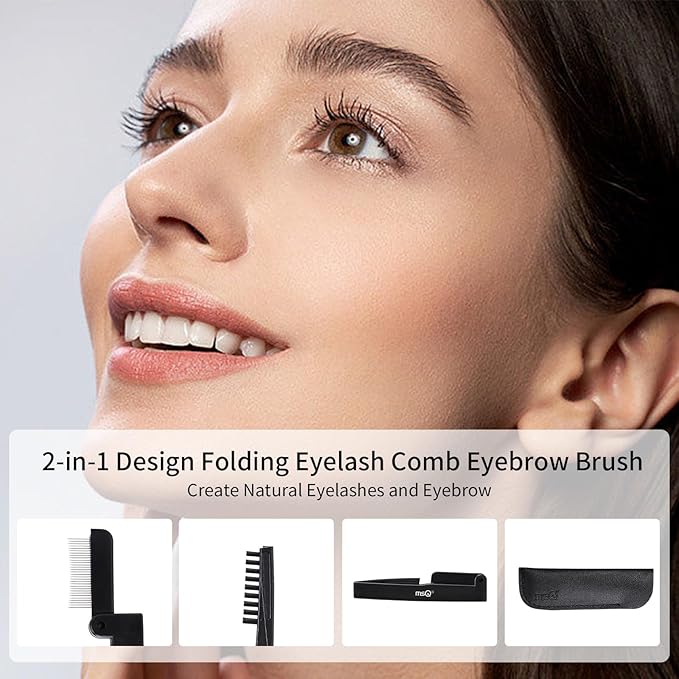 Eyelash Comb MSQ Eyelash Separator Folding Eyelash Comb Brow Brush Mascara Applicator Eyelash & Brow Definer Eyebrow & Lash Brush Eyebrow Grooming Tool