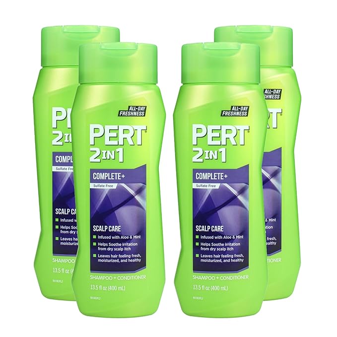PERT 2 in 1 Complete Plus Scalp Care Shampoo and Conditioner - Itchy Scalp Treatment - Sulfate Free Shampoo and Conditioner for Healthy Hair - 4 pc