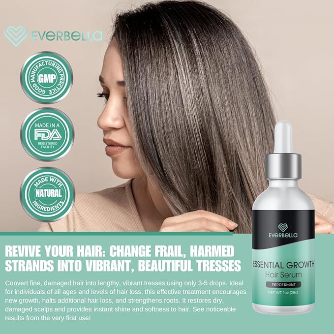 Hair Serum - 1oz, Professional Anti Frizz Smoothing Hair Serum Formula, Plant-Based Repair for Damaged Hair, Lightweight, Softens & Untangles All Hair Types (1 Oz, Peppermint)