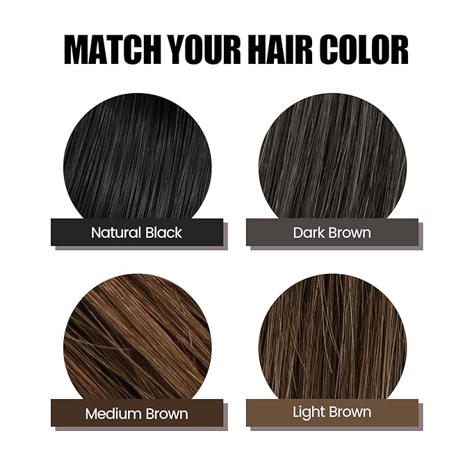 VOLLUCK Hair Thickening Fibers Spray, Temporary Colored Hair Thickener for Root Touch Up Spray, Grey Coverage Root Concealer for Women & Men, | Volumizing & Thickening | Dark Brown