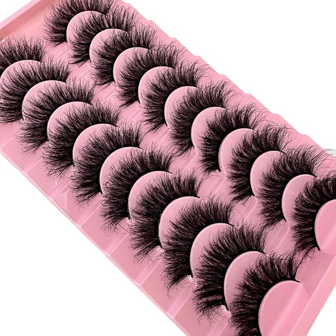 HBZGTLAD New 10 Pairs 3D Mink Lashes False Eyelashes Handmade Wispy Fluffy Long Lashes Natural Eye Makeup Tools Eye Lashes (823)